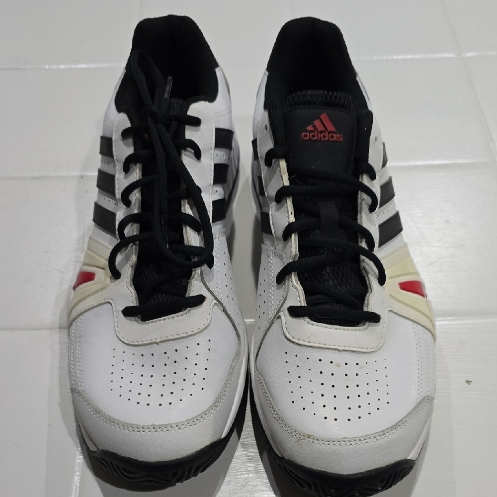 Adidas Men's White and Black Sneakers with Red Accents